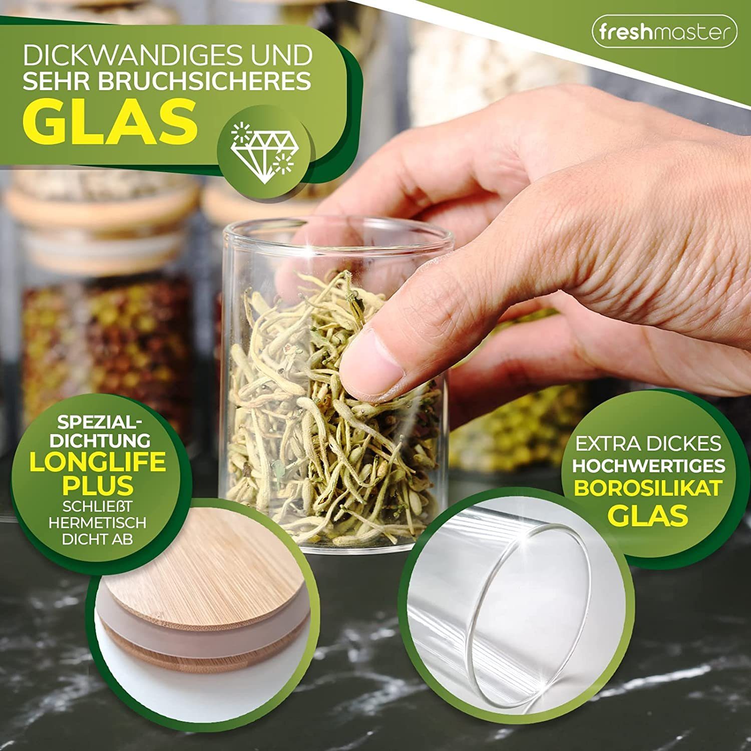 freshmaster Gewürzmühle Gewürzgläser Set Aufbewahrung Gewürze