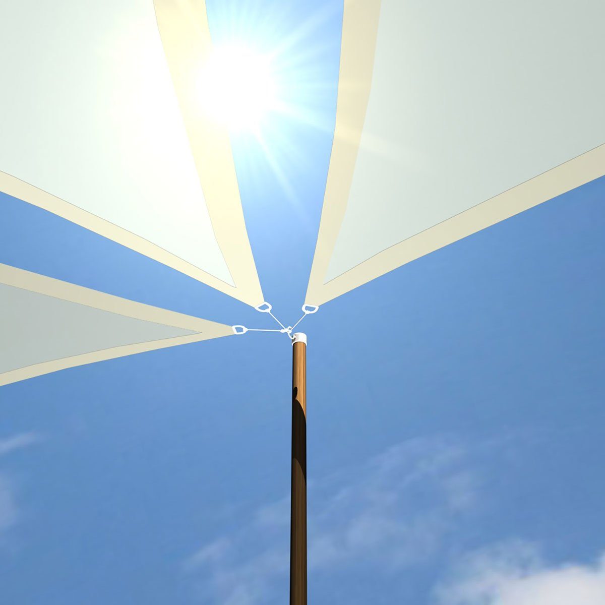 AMANKA Sonnensegel Sonnensegel HDPE Dreieck UV Sonnenschutz Plane, 7x7x7 m Balkon Garten Beige