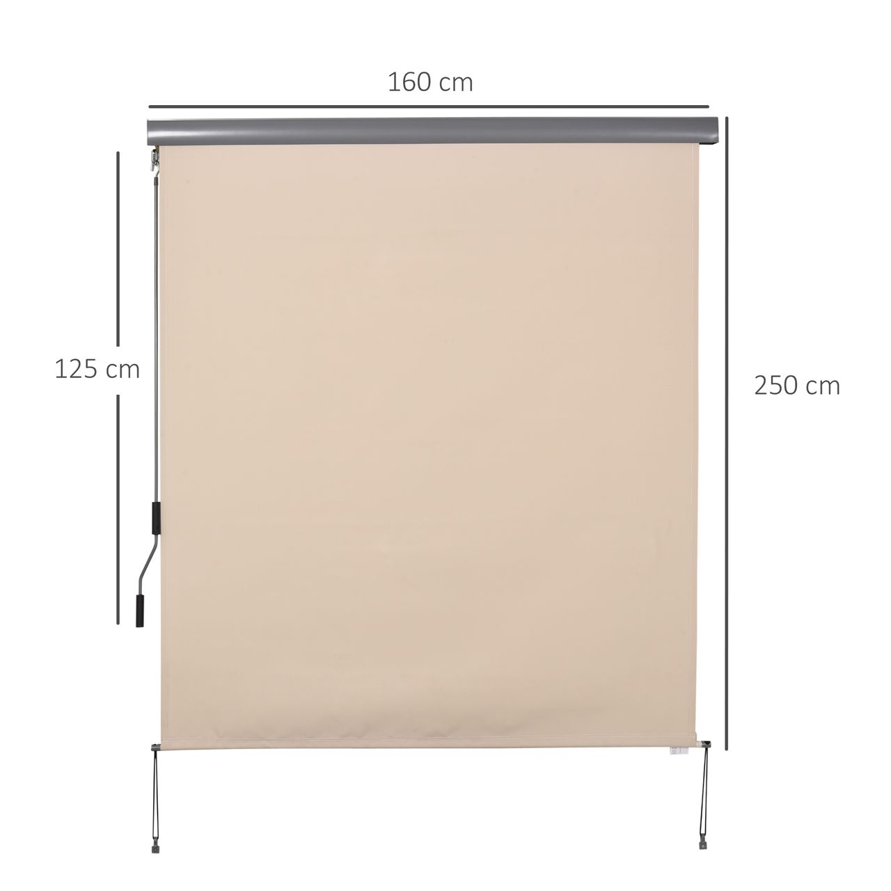 Outsunny Senkrechtmarkise Balkonmarkise Vertikalmarkise Seitenrollo Sichtschutz mit Handkurbel Cremeweiß 160 x 250 cm