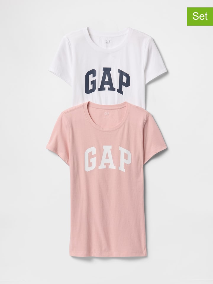 GAP 2er-Set: Shirts in Rosa/ Weiß günstig kaufen