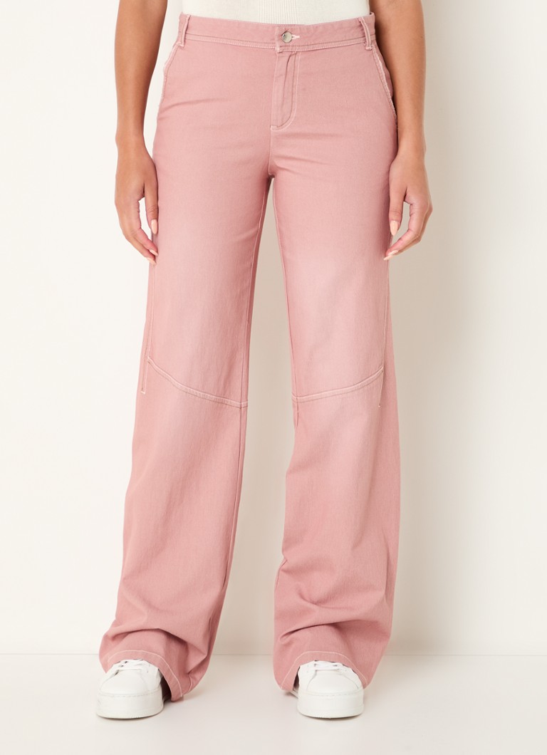 Jean Max & Co Fuxia taille haute coupe bootcut, délavage coloré