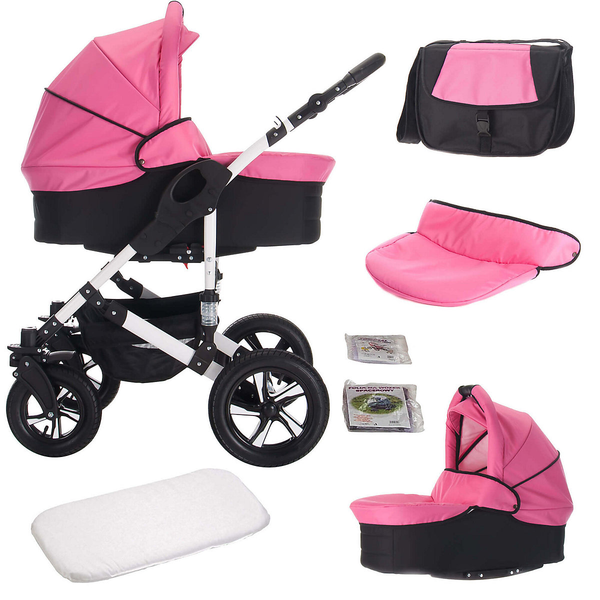 Florida | 3 in 1 Kombi Kinderwagen Komplettset | Hartgummireifen Kombikinderwagen