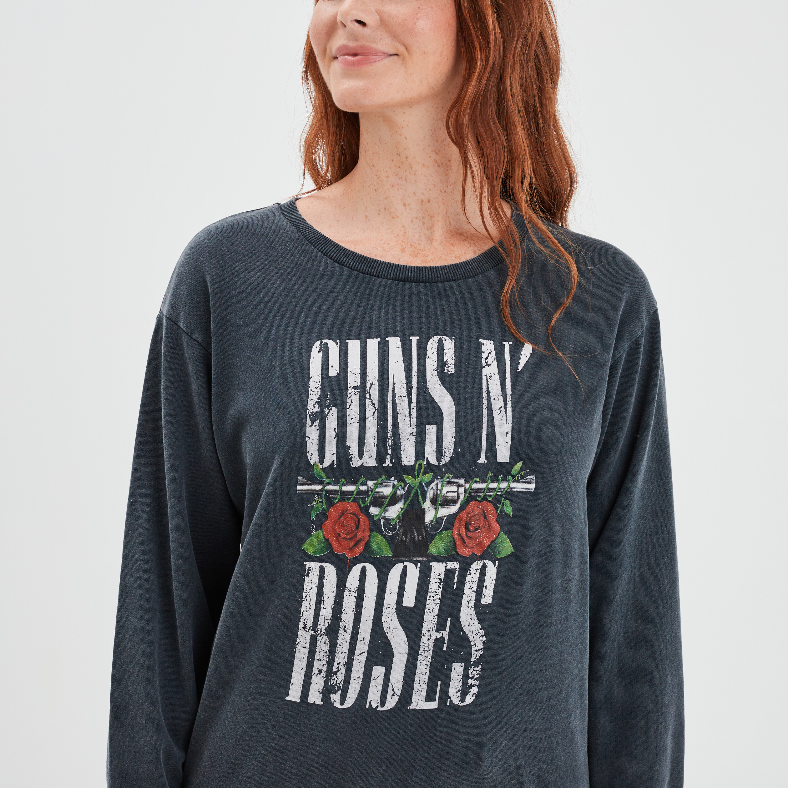 Sweat col rond Guns N' Roses noir femme | La Halle