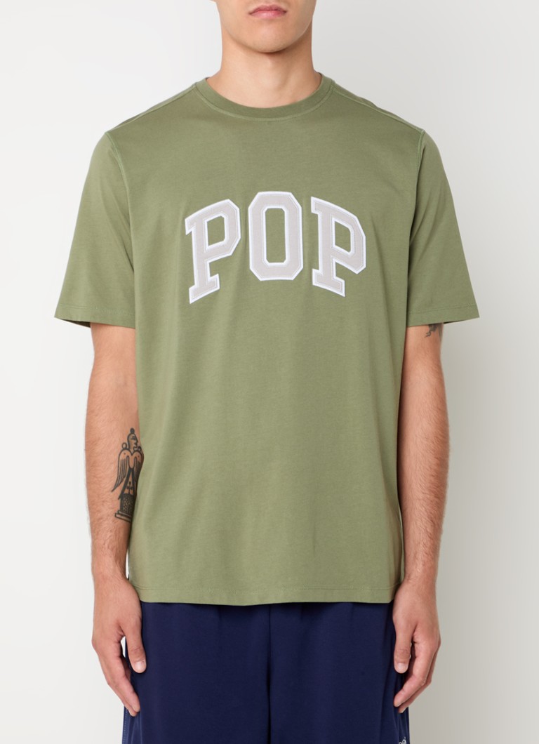 Pop Trading Company T-krekls ar izšuvumu no logotipa
