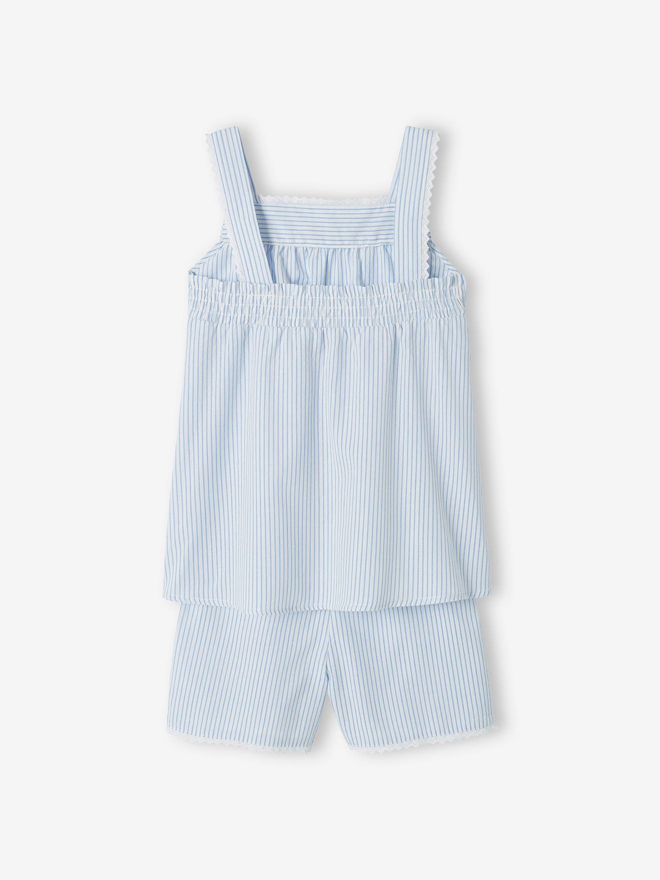 Pyjashort rayé fille rayé bleu