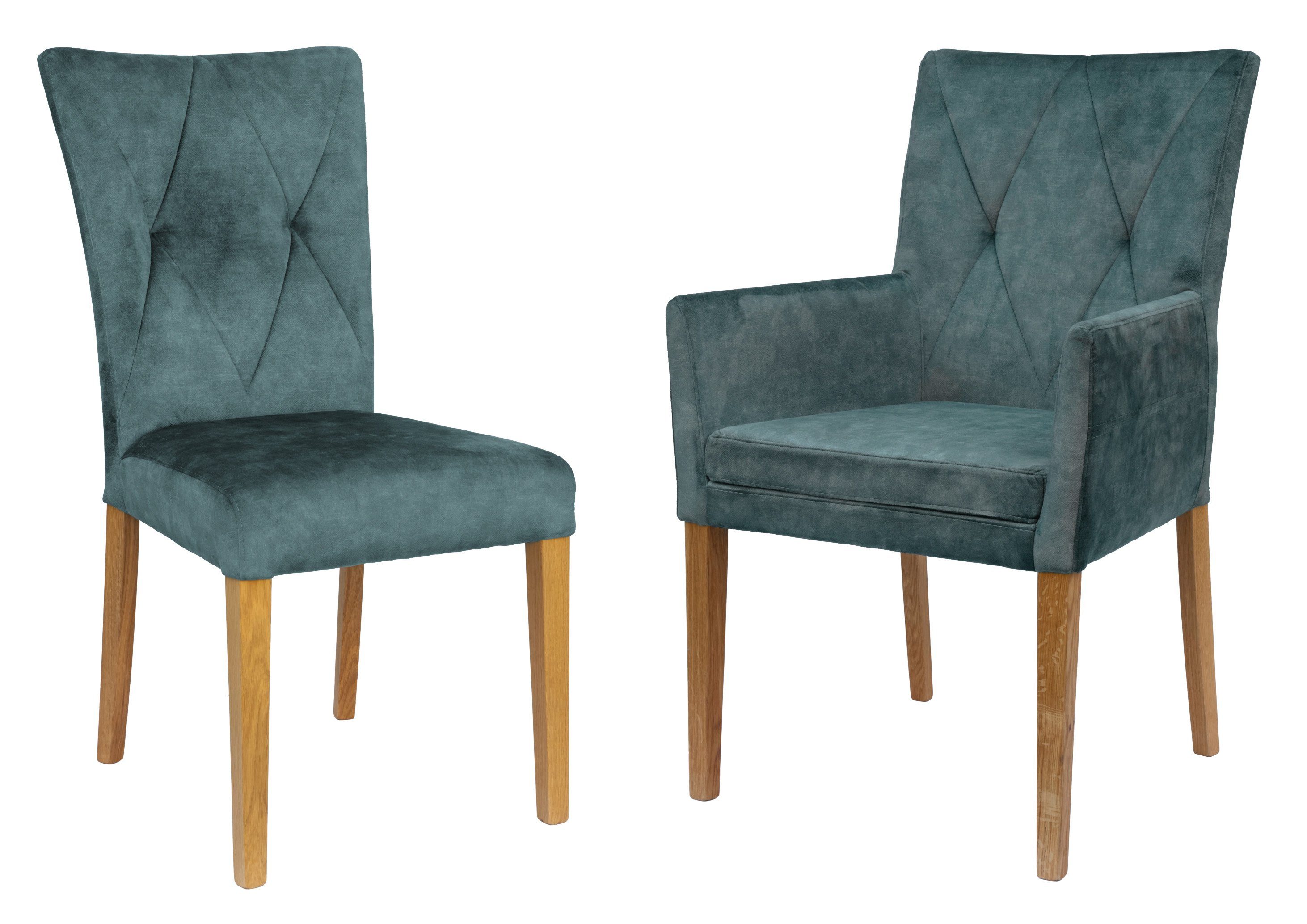 Home affaire 4-Fußstuhl Diamond (Set, 2 St), Sitz und Ruecken gepolstert