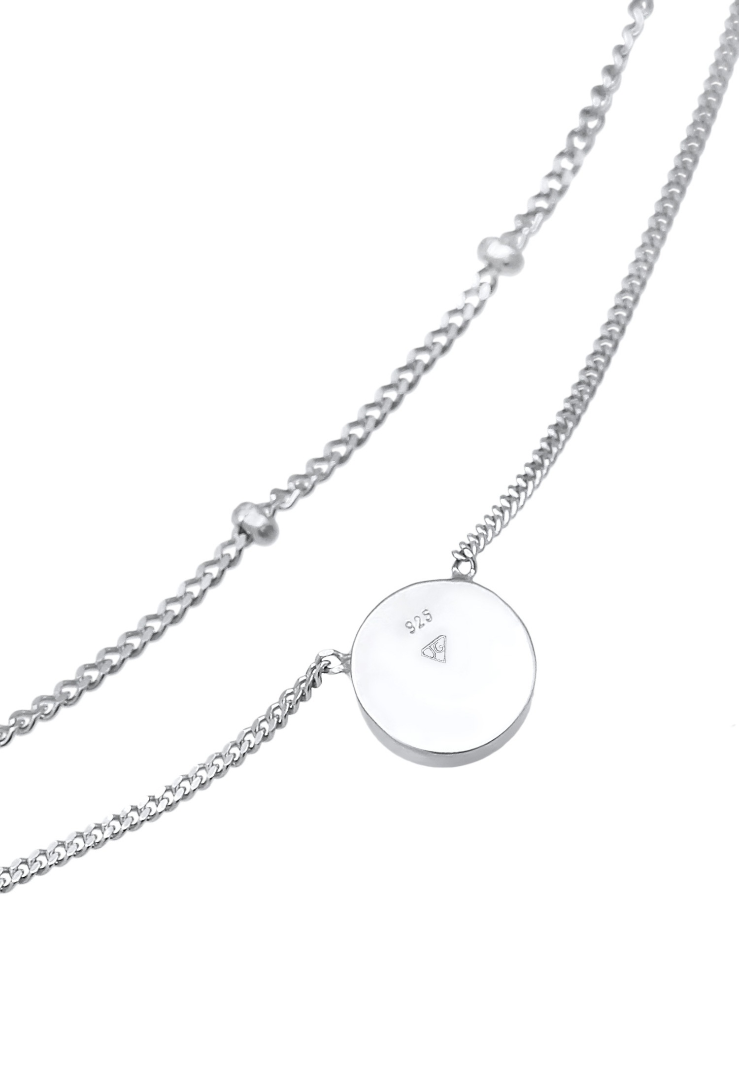 Elli PREMIUM Collar gargantilla para mujer con cuentas superpuestas y ágata en plata de ley 925