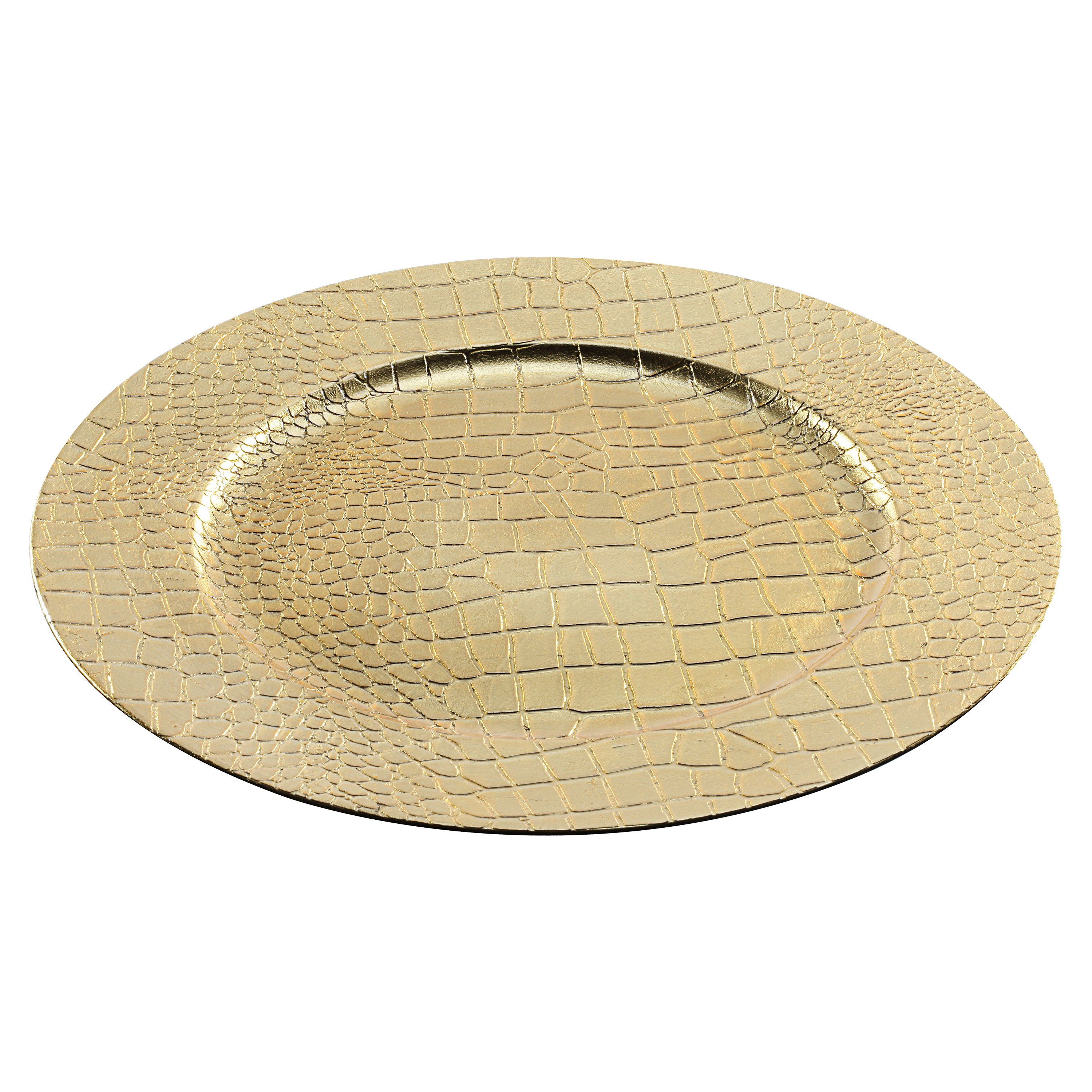 CEPEWA Dekoteller Dekoteller Tablett 'Leather' PVC gold Ø 33cm Lederoptik Platzteller