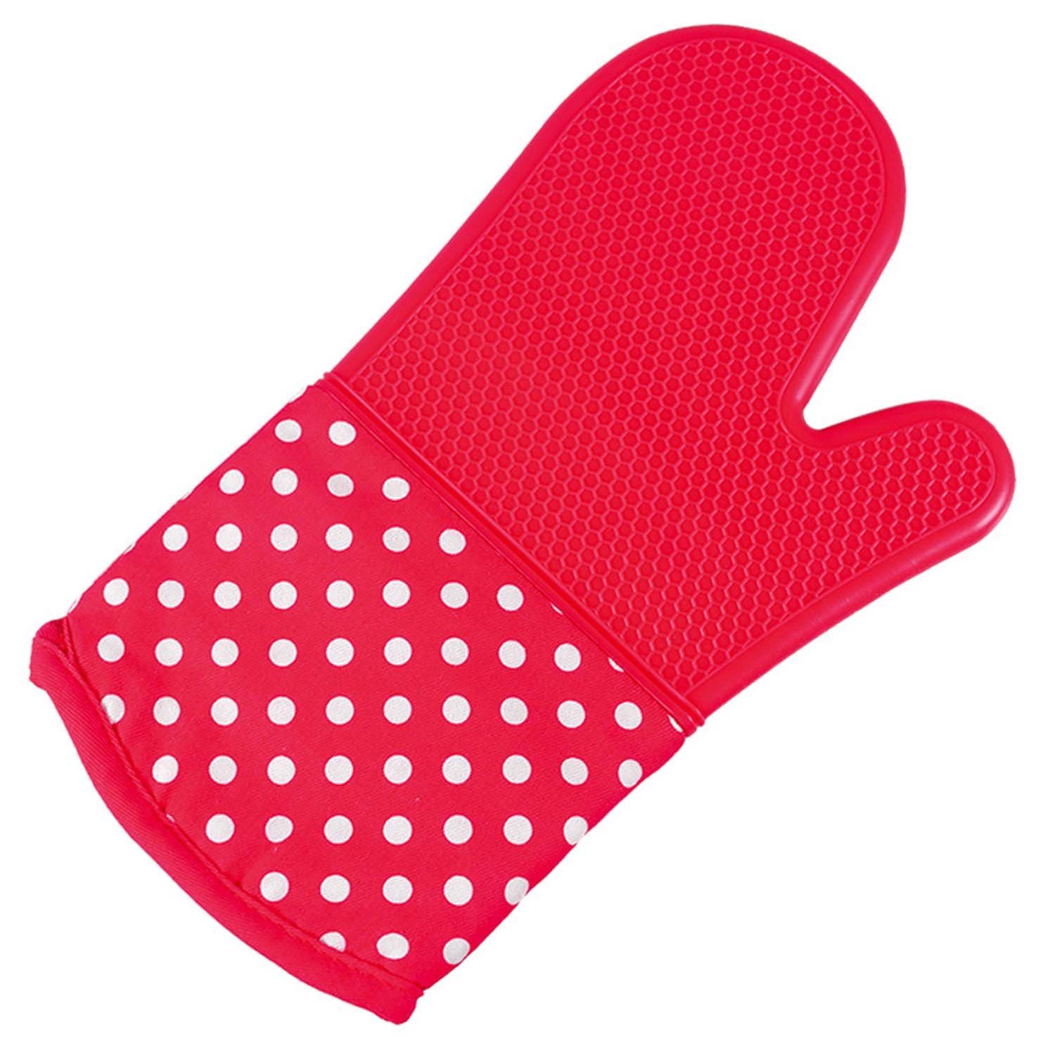 aikidio Topflappen Ofenhandschuh Hitzebestaendig, Rot Doppelt Backhandschuhe, (1-tlg)