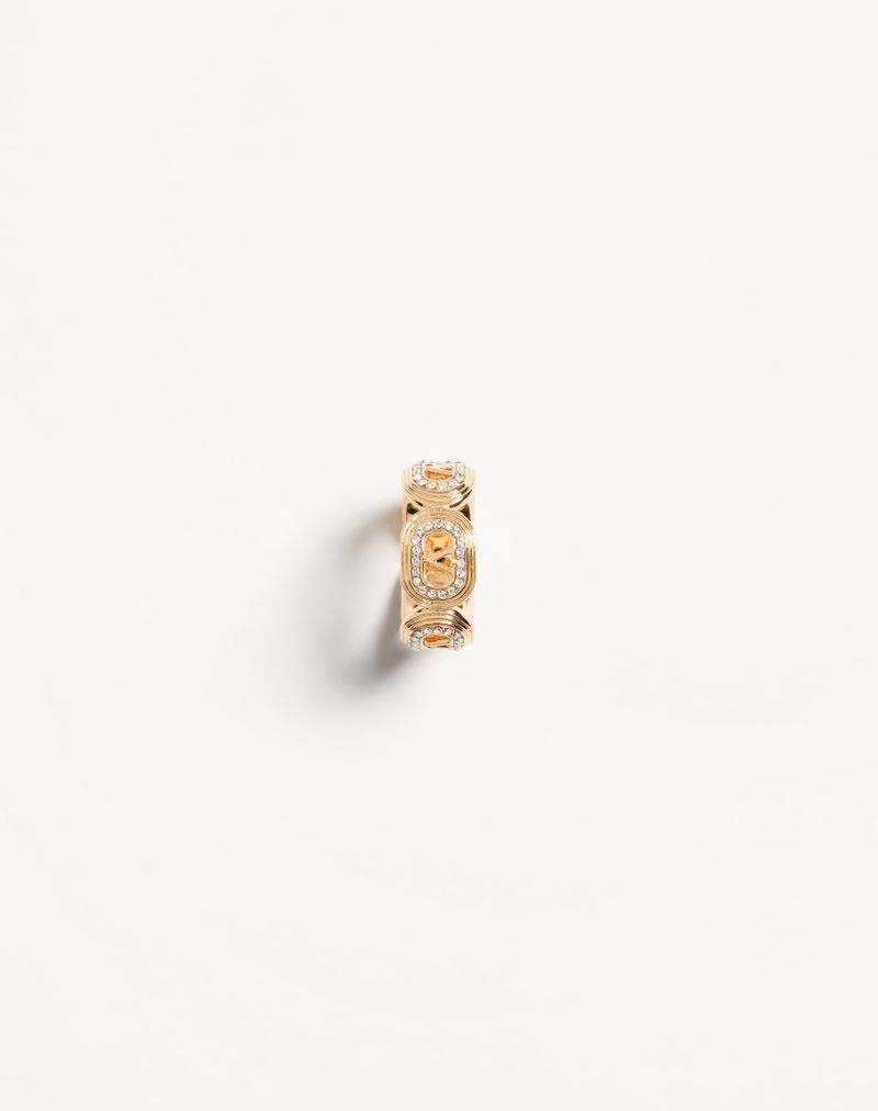 Anel oval em metal com cristais Swarovski®