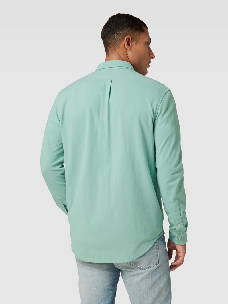 Regular Fit Freizeithemd mit Logo-Stitching in hellgrün