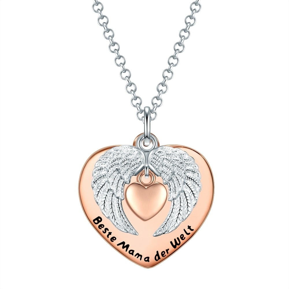Rafaela Donata Collier tendance Coeur avec ailes + citation 