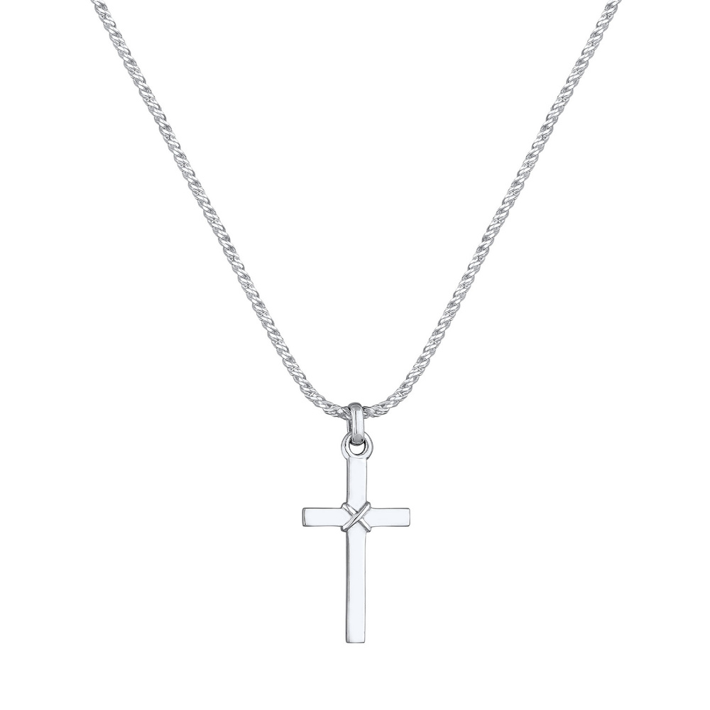KUZZOI KUZZOI Collier Pendentif Croix pour hommes plat basique en argent sterling 925 collier