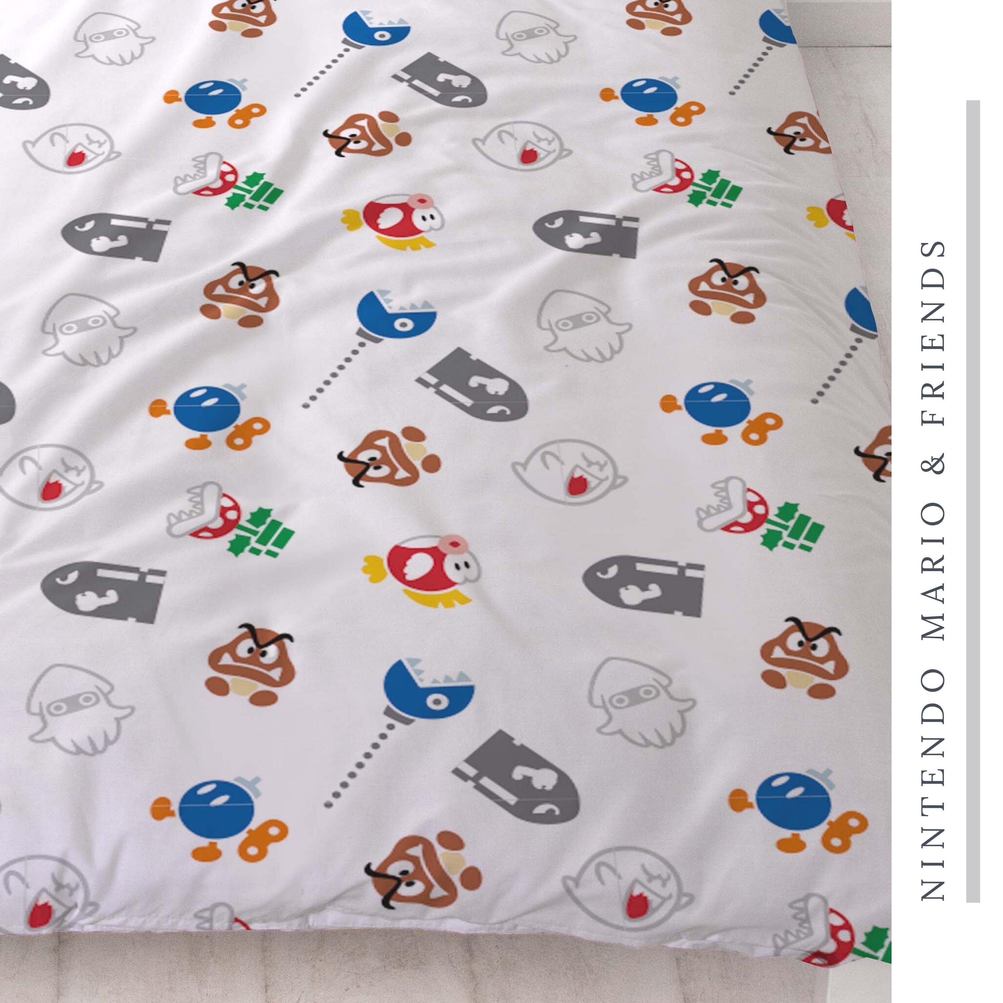 Bettwäsche Super Mario 135x200 + 80x80 cm, 100 % Baumwolle, MTOnlinehandel, Renforcé, 2 teilig, offiziell lizenzierte Nintendo Bettwäsche für Kinder & Teenager