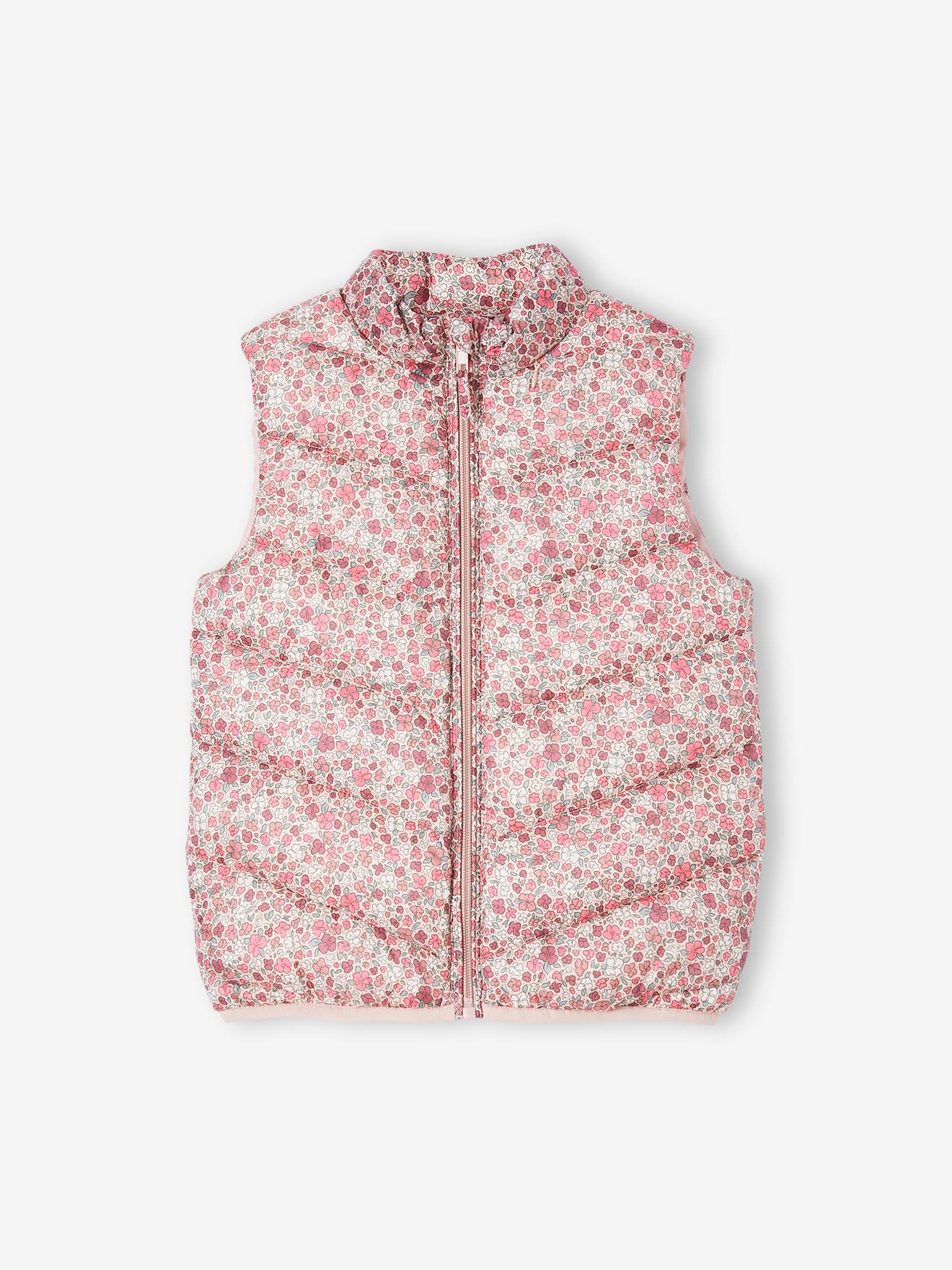 Doudoune sans manches sport fille rose imprimé