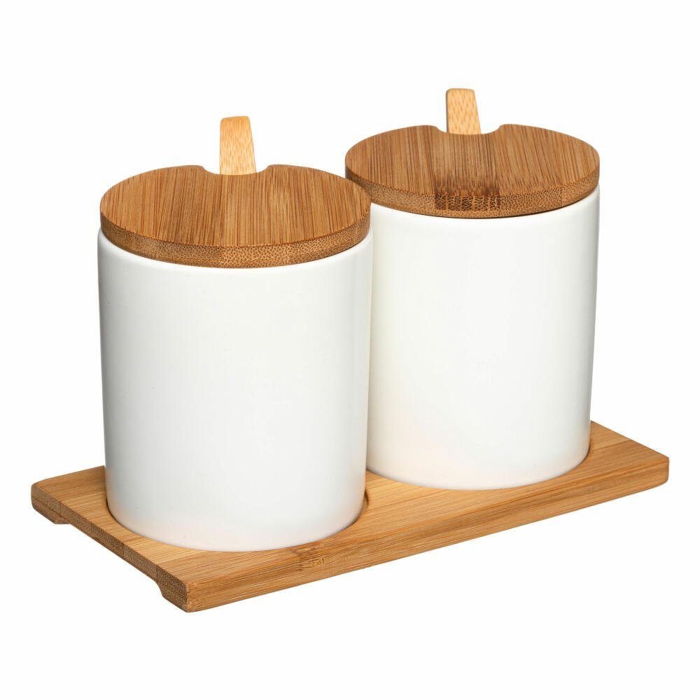 5five Simply Smart Gewürzbehälter Ceramic 280 ml, Keramik, Bambus, (Set, 2-tlg), mit Untersetzer