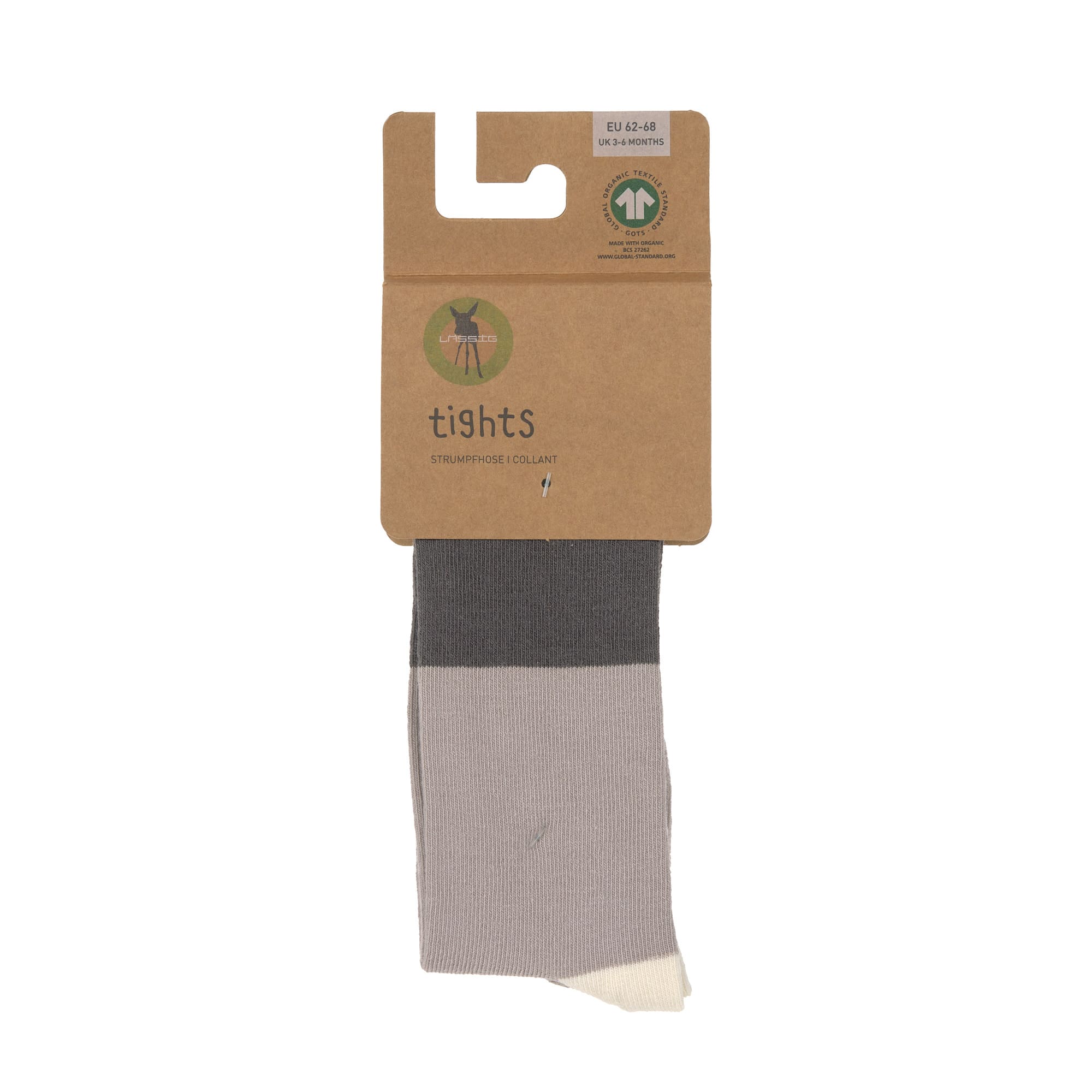 Strumpfhose GOTS - Tights, Block Streifen Taupe Anthrazit