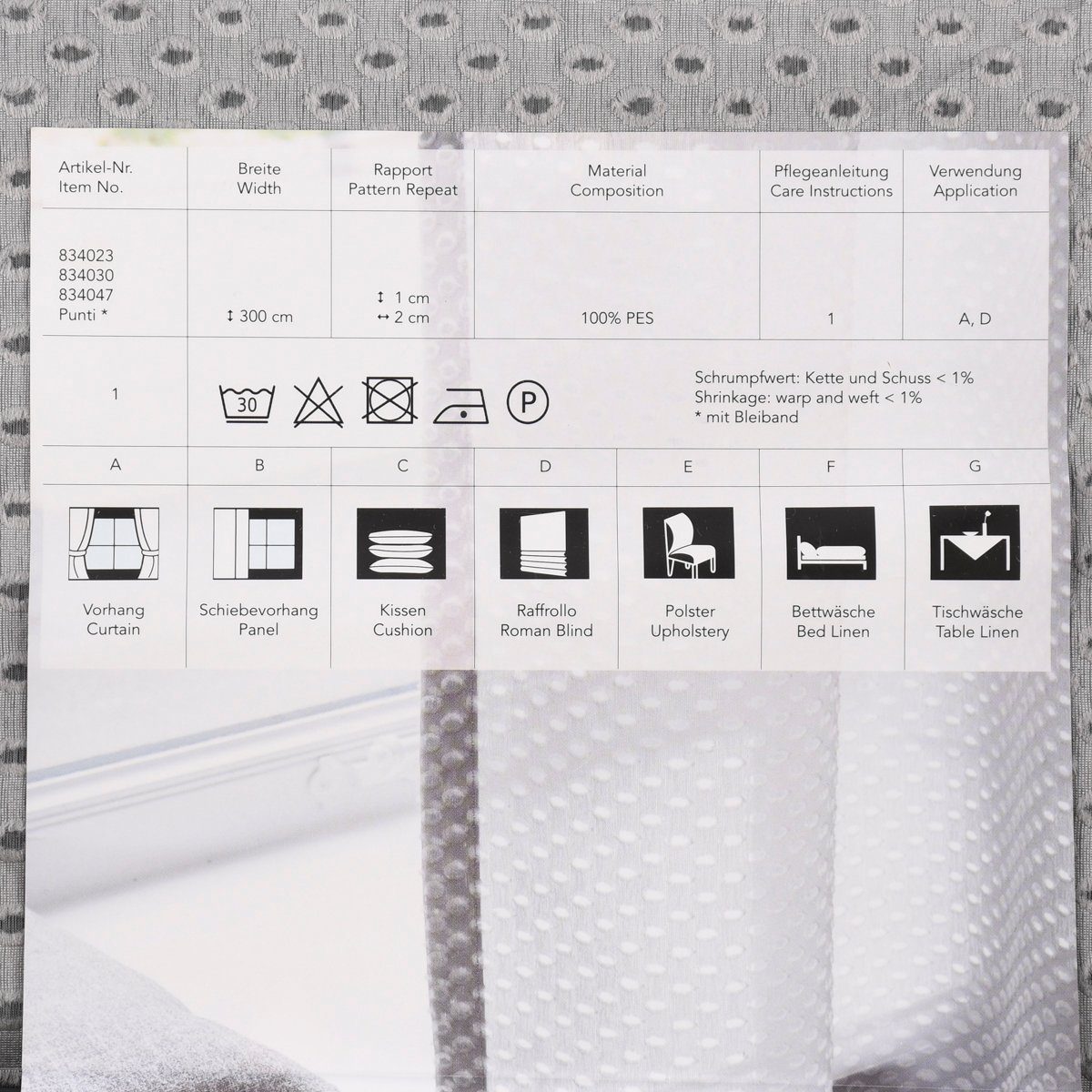 Meterware Rasch Textil Stores Punti Scherli Punkte anthrazit 300cm, halbtransparent, Kunstfaser, überbreit