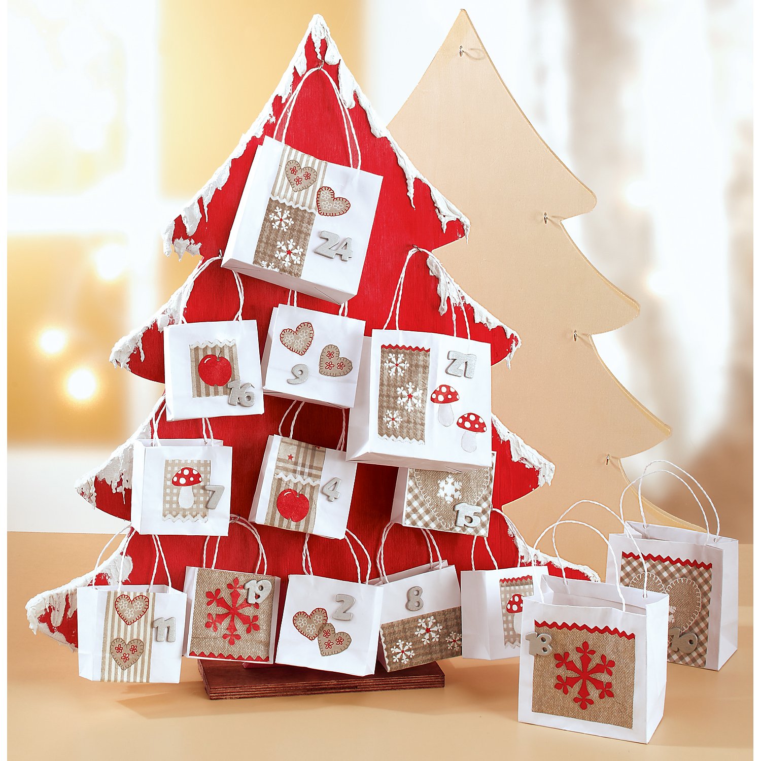 Adventskalender-Zahlen aus Holz, silber