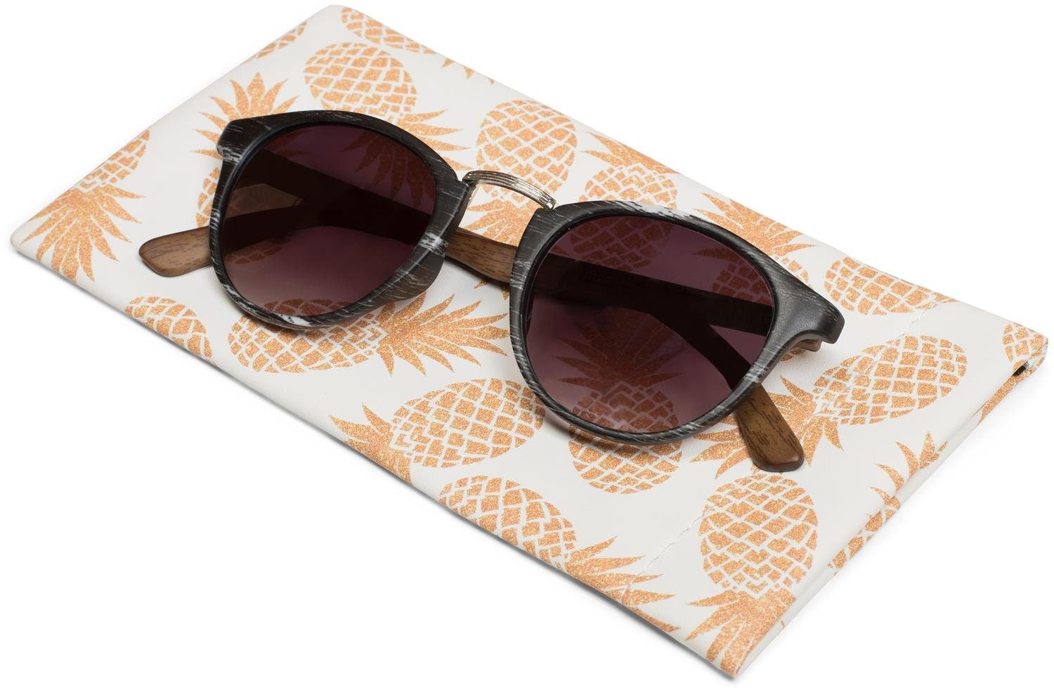 styleBREAKER Brillenetui, Brillenetui Ananas mit Putztuch