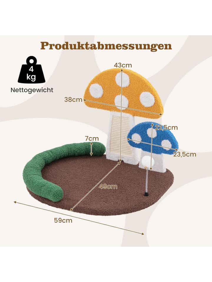 COSTWAY Kratzbaum in Pilzoptik in Bunt günstig kaufen onesize