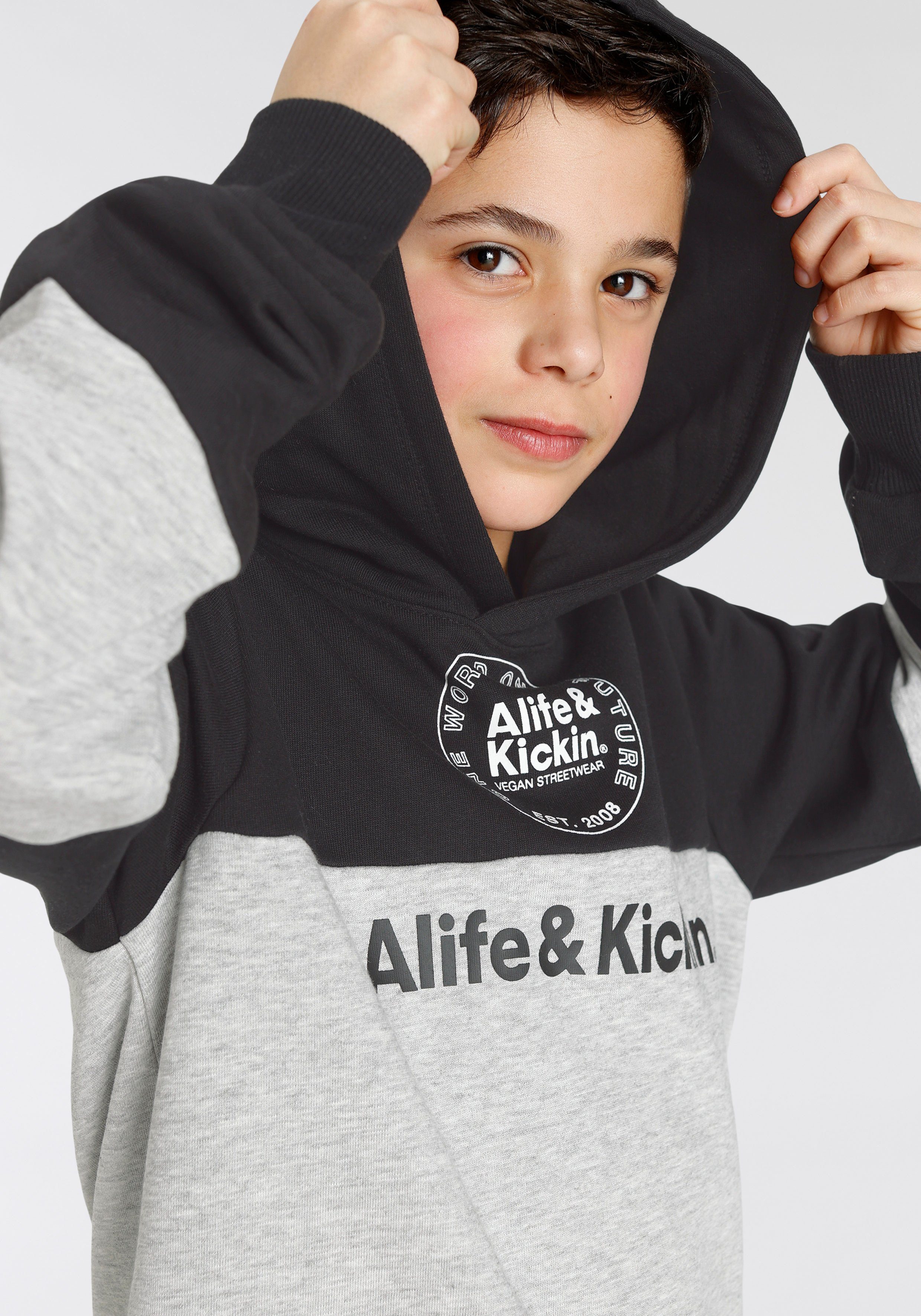 Alife & Kickin Kapuzensweatshirt Colorblocking, mit lässigen Einsätzen und Logo-Drucken