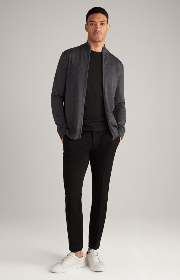 Merinowoll-Strickjacke Davis in Anthrazit