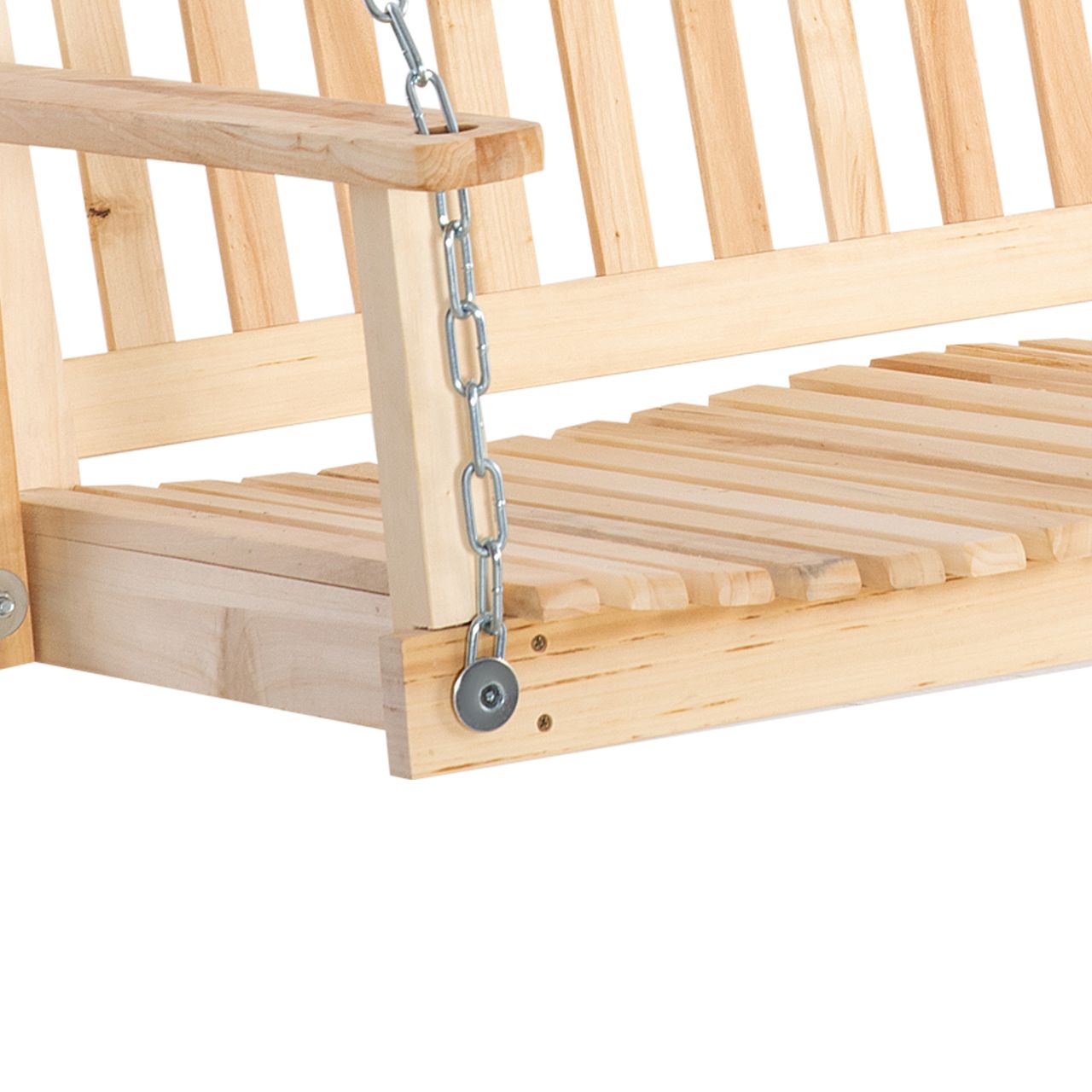 Outsunny Gartenschaukel für 2 Personen Schaukelbank Hängebank Massivholz Patio Terrasse Hinterhof Natur 117 x 69 x 60 cm