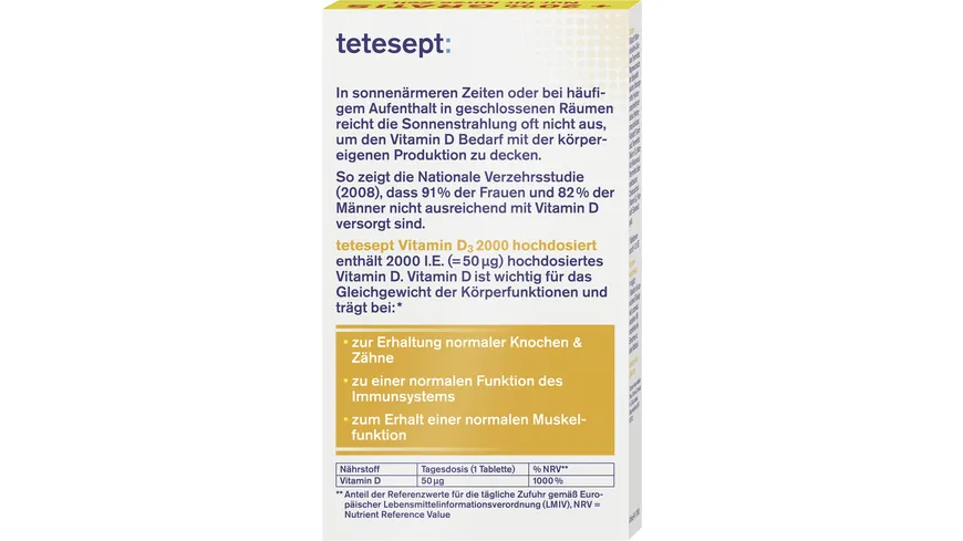 tetesept Vitamin D3 1800 hochdosiert FTa 50St