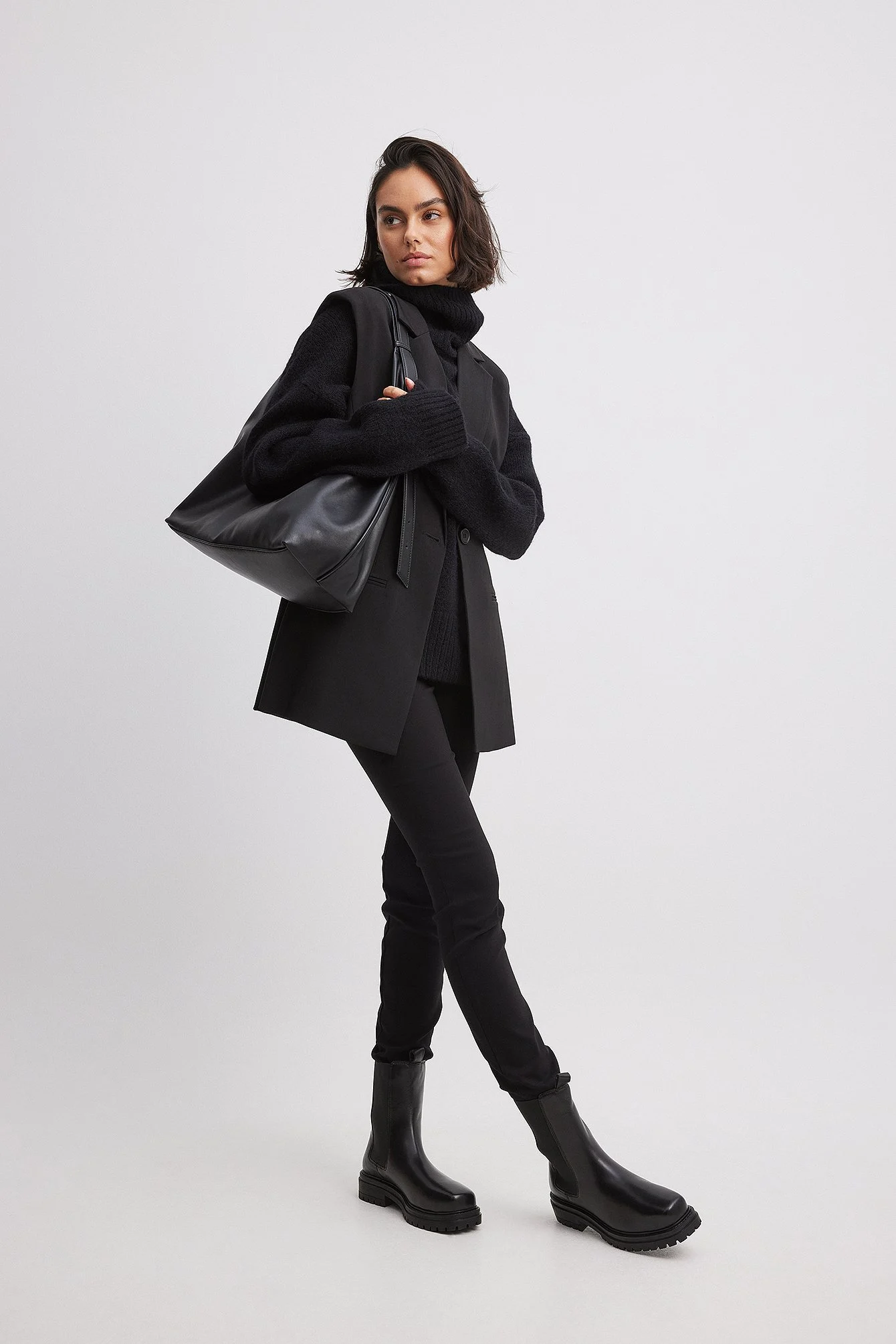 Plateau-Lederstiefel ohne Absatz