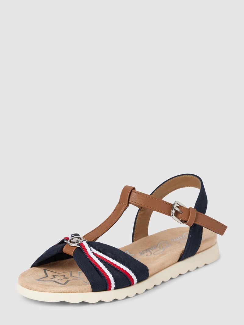 Sandalen mit Label-Detail in marineblau