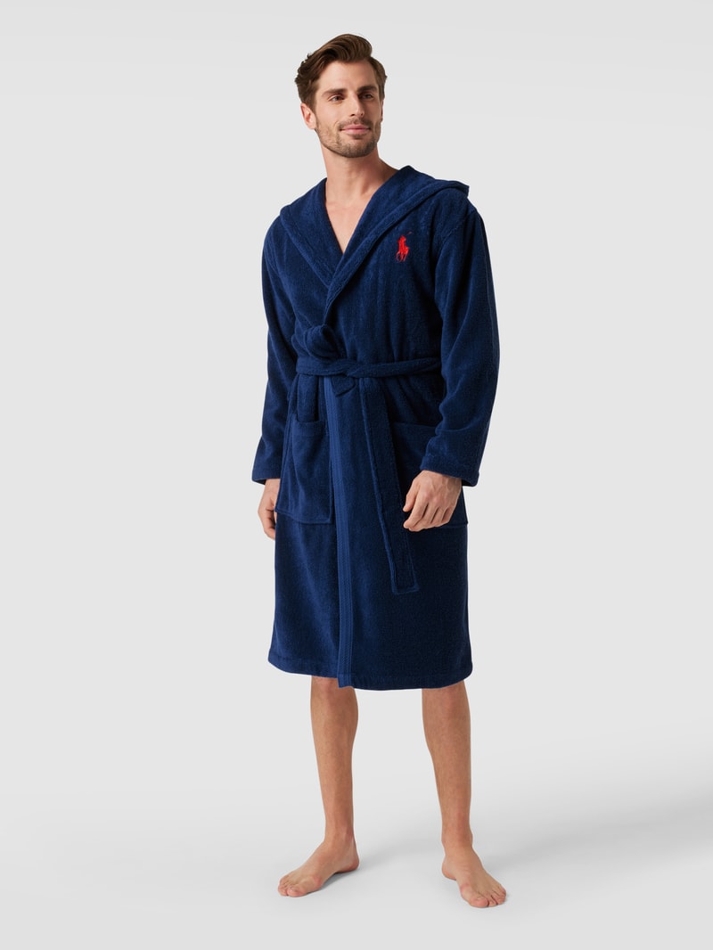 Unisex Bademantel mit Kapuze in dunkelblau
