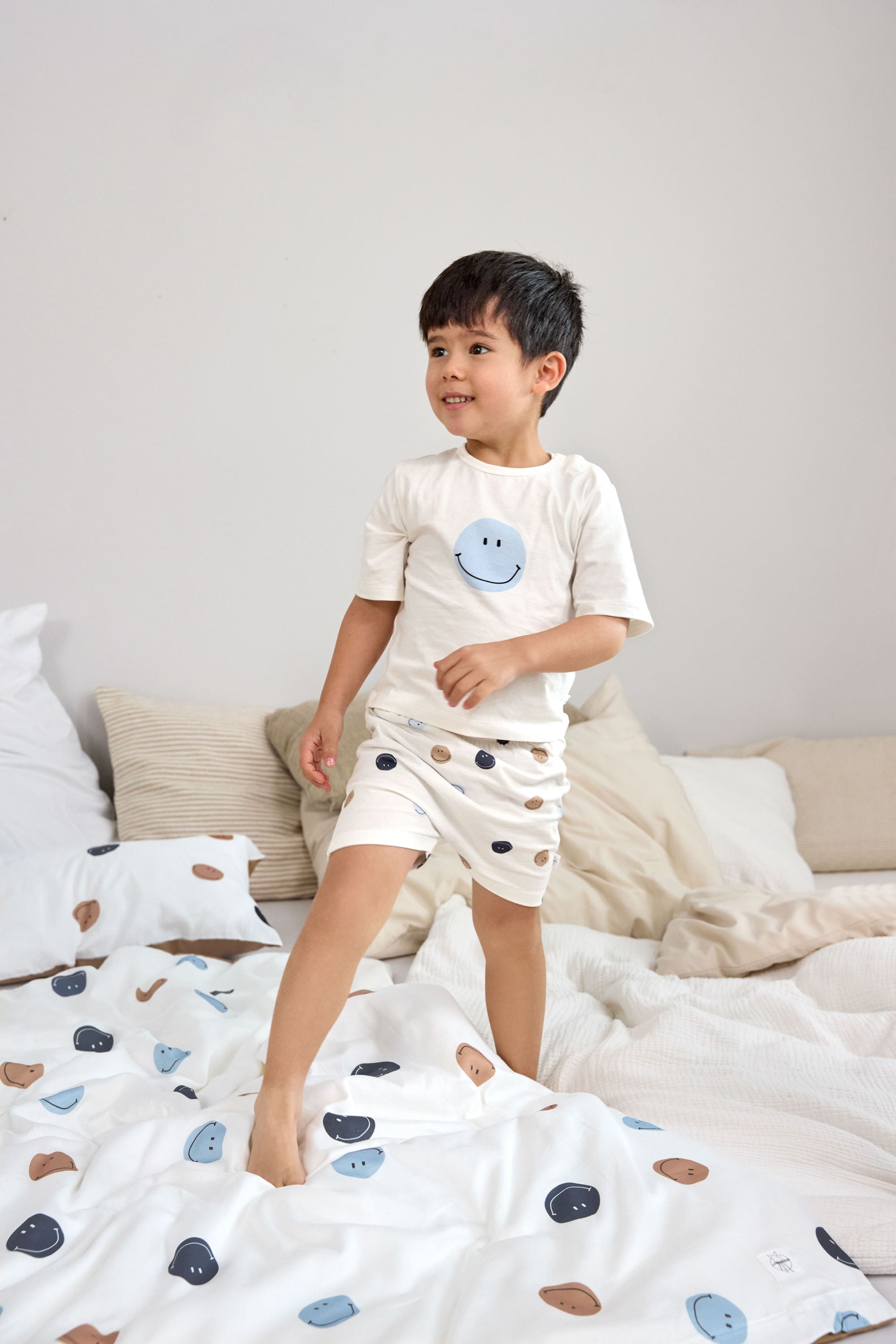 Kinder Pyjama Kurz - Bio Baumwolle, Smile Milky