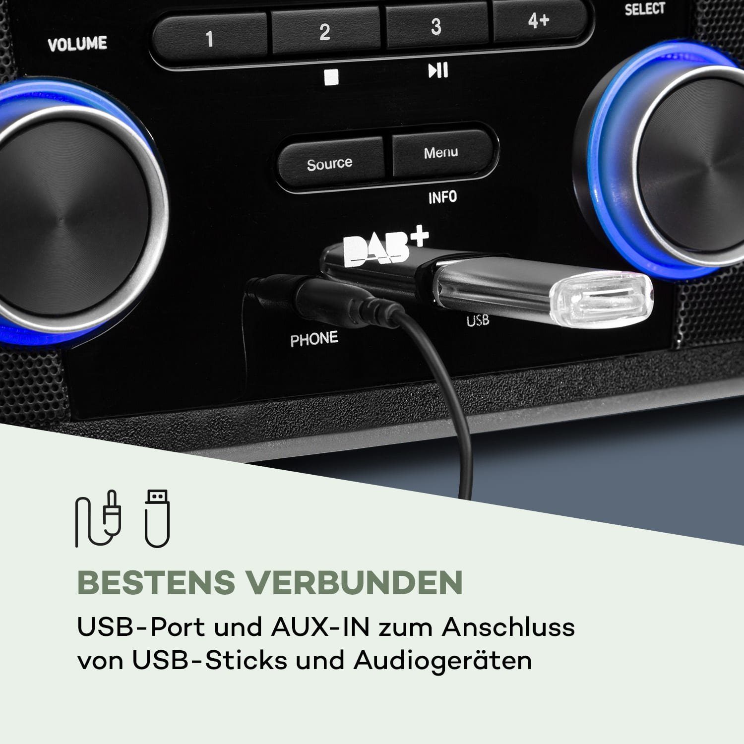 Auna Stockton Stereoanlage (DAB+, UKW-Radio, 20 W)