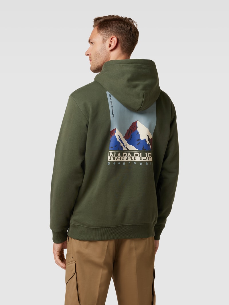 Hoodie mit Label-Print in olivgrün
