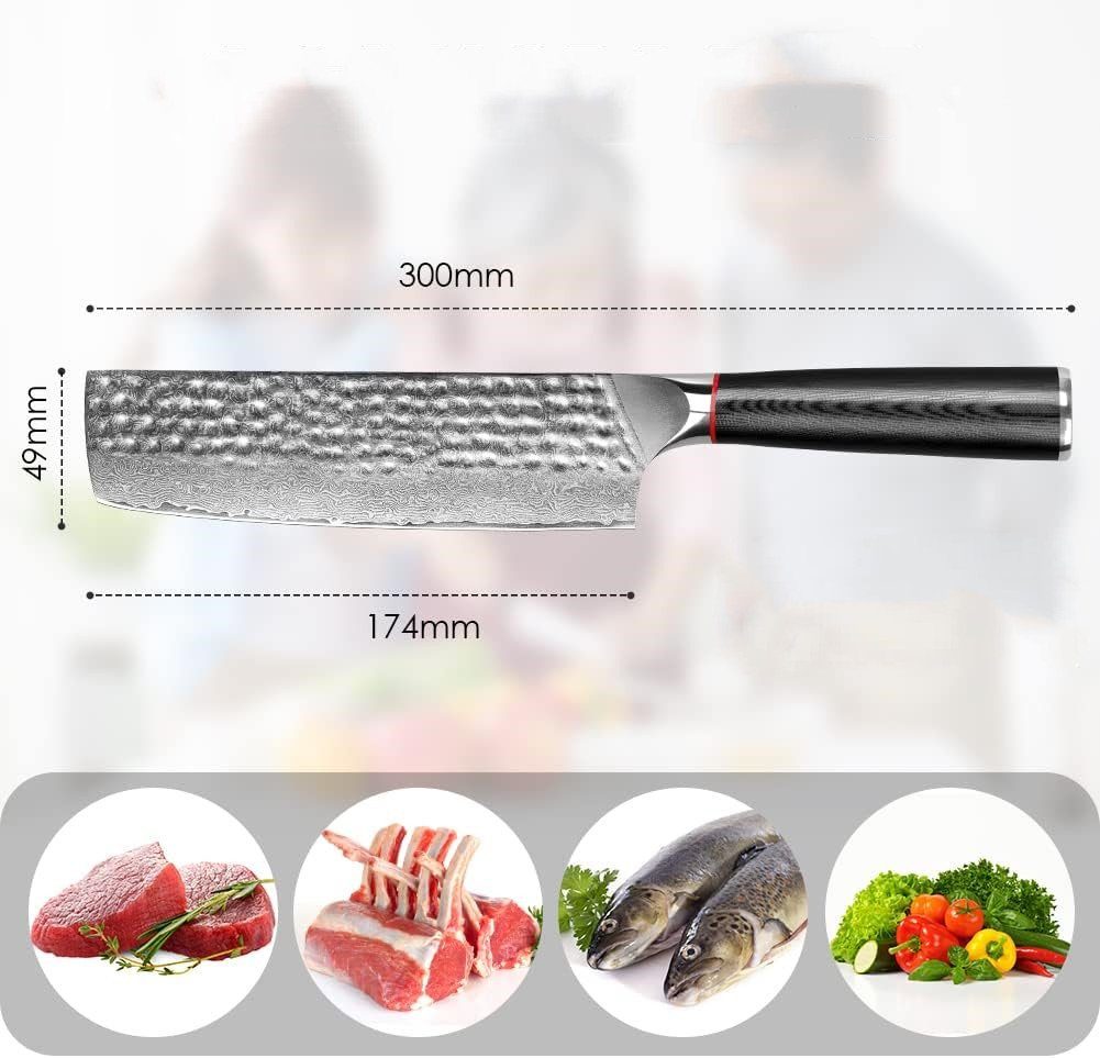Home safety Damastmesser Küchenmesser VG10 Damaskus Stahl Kochmesser Santoku Chef Hackmesser