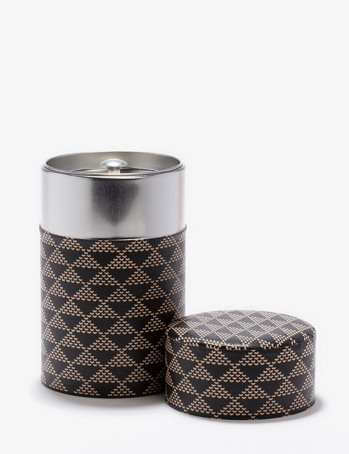 SANKAKKEI  Boîte à thé papier washi Noir et blanc 100g