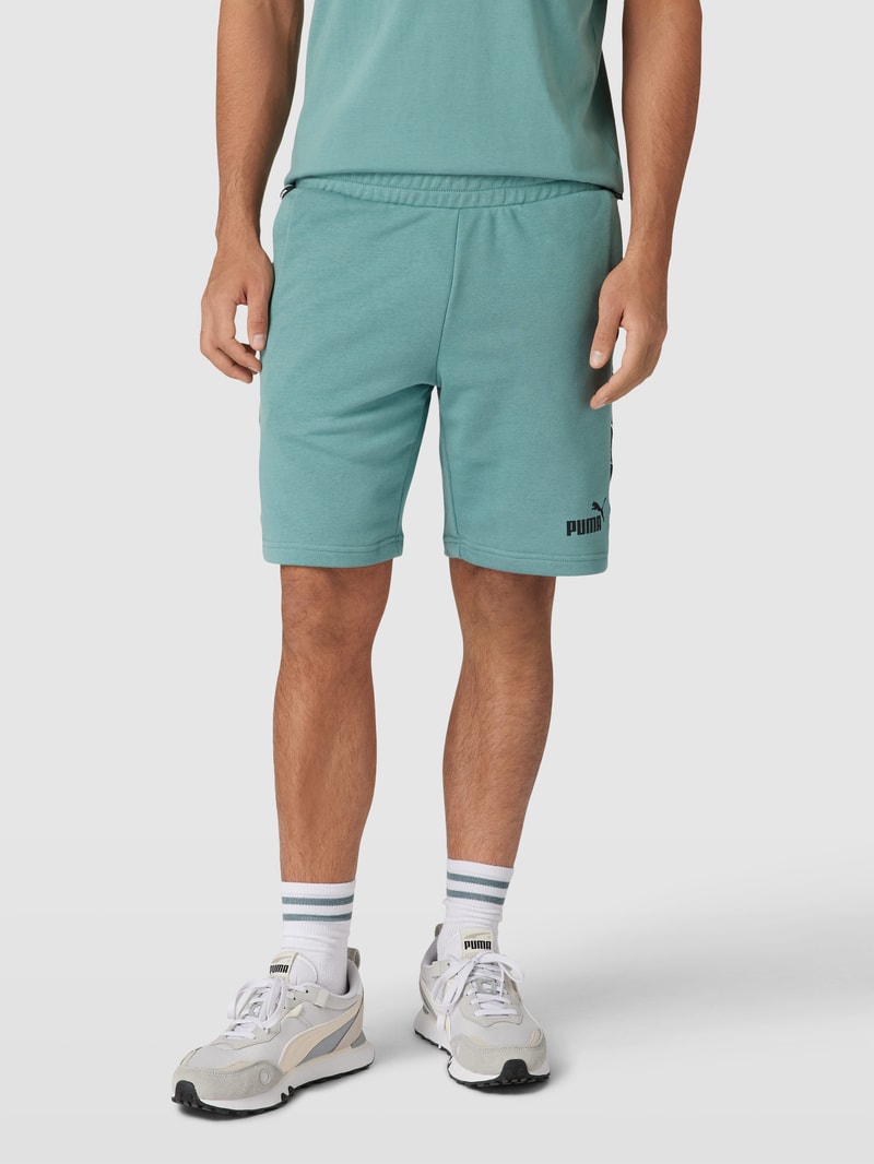 Sweatshorts mit Label-Print in petrol