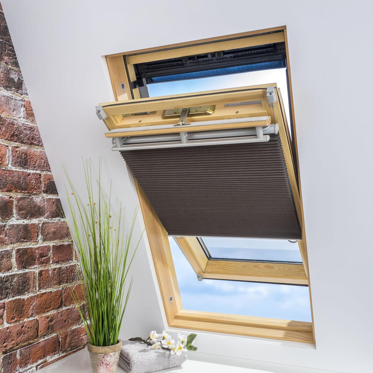 Bella Casa Universal Dachfenster-Wabenplissee , 103 x 141 cm, braun