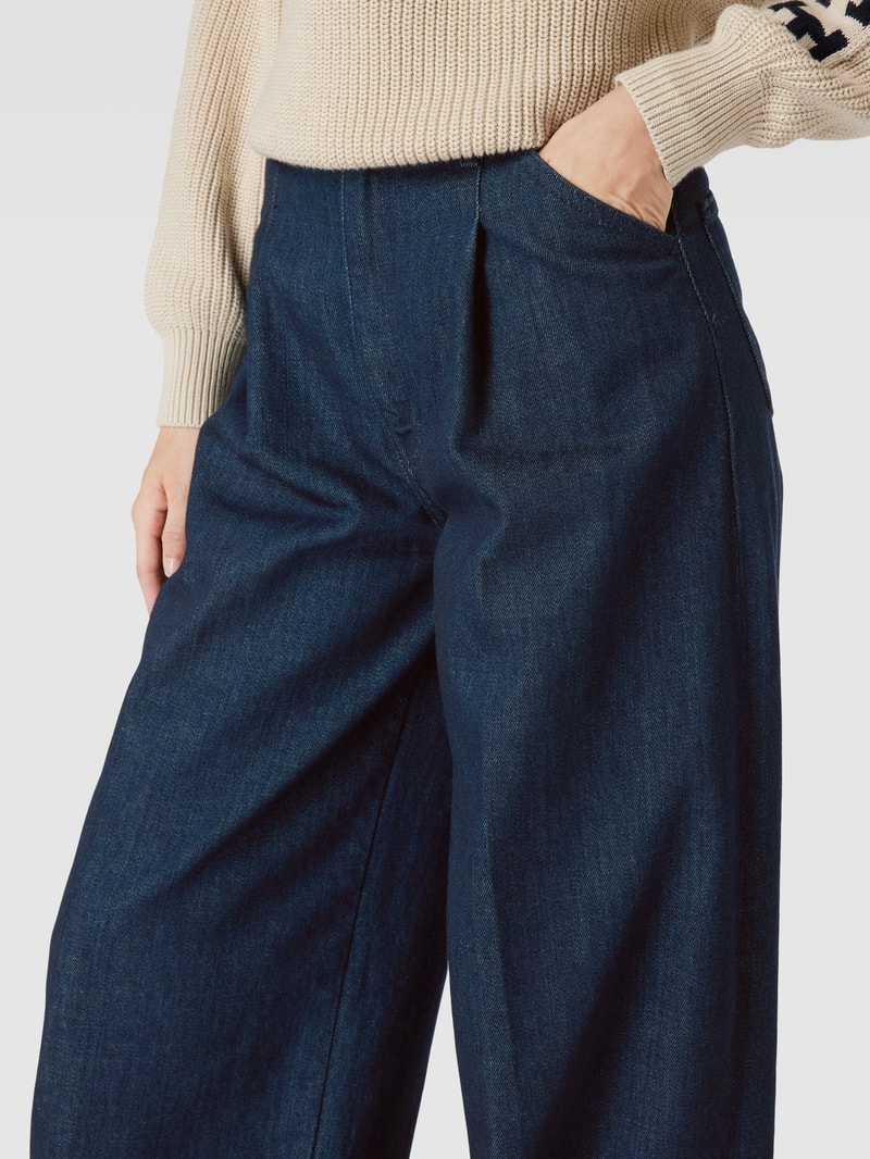 Wide Leg Jeans mit fixierten Bundfalten Modell 'NALA' in dunkelblau