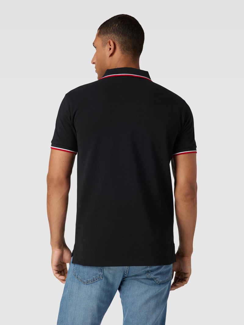 Poloshirt mit Kontraststreifen in schwarz