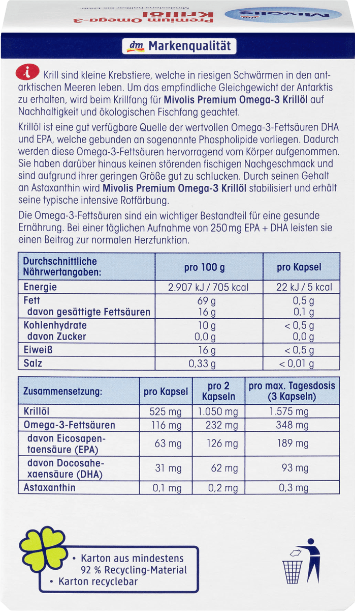 Premium Omega-3 Krillöl, Kapseln 60 St., 45 g
