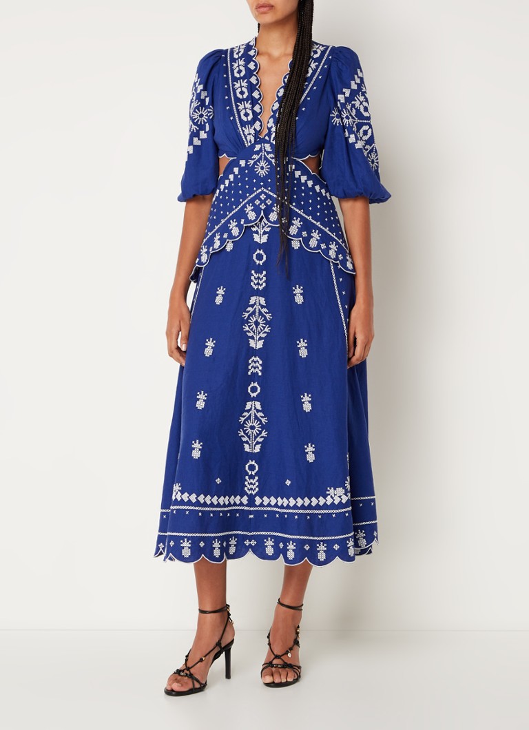 Farm Rio maxi dress with cut-out detail and floral embroidery