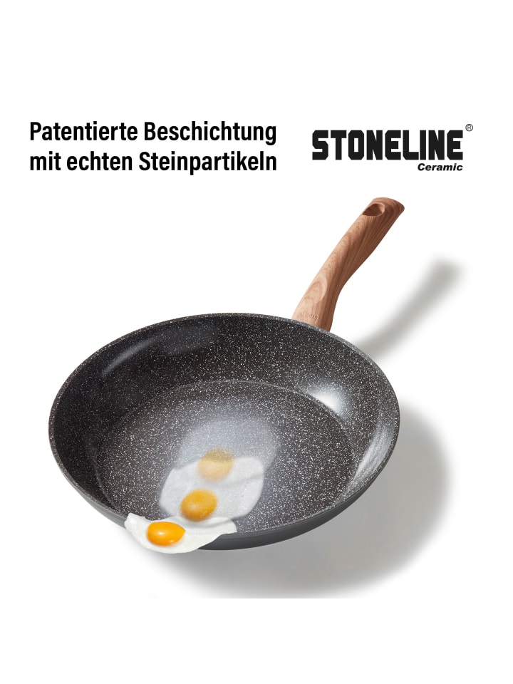 Stoneline Keramik Kochgeschirr-Set 14-teilig | mit Deckeln in Holzoptik günstig kaufen onesize