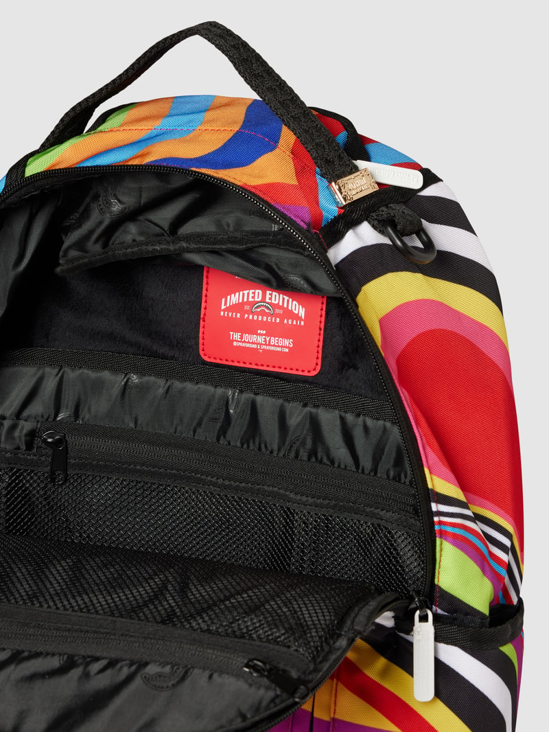Rucksack mit Allover-Muster Modell 'GROOVY WAVES' in orange