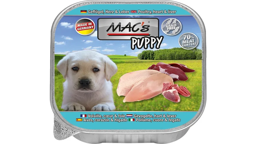 MAC's DOG Hundenassfutter Puppy Rind & Geflügel 100 g