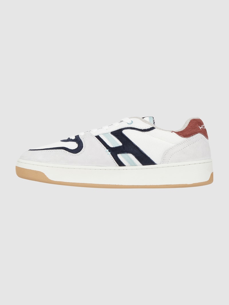 Sneaker aus Leder und Textil Modell 'Melrose' in mittelgrau