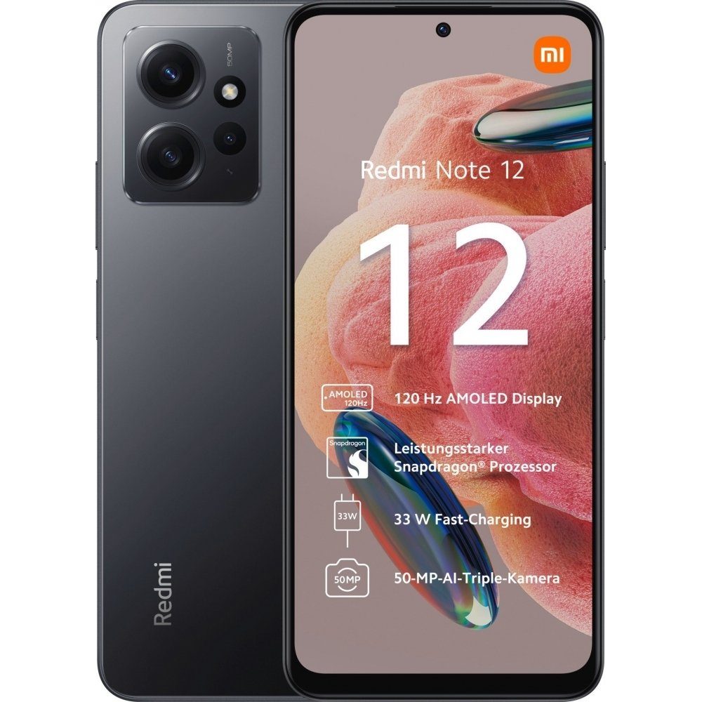 Xiaomi Redmi Note 12 256 GB / 8 GB - Smartphone - onyx gray Smartphone (6,7 Zoll, 256 GB Speicherplatz)