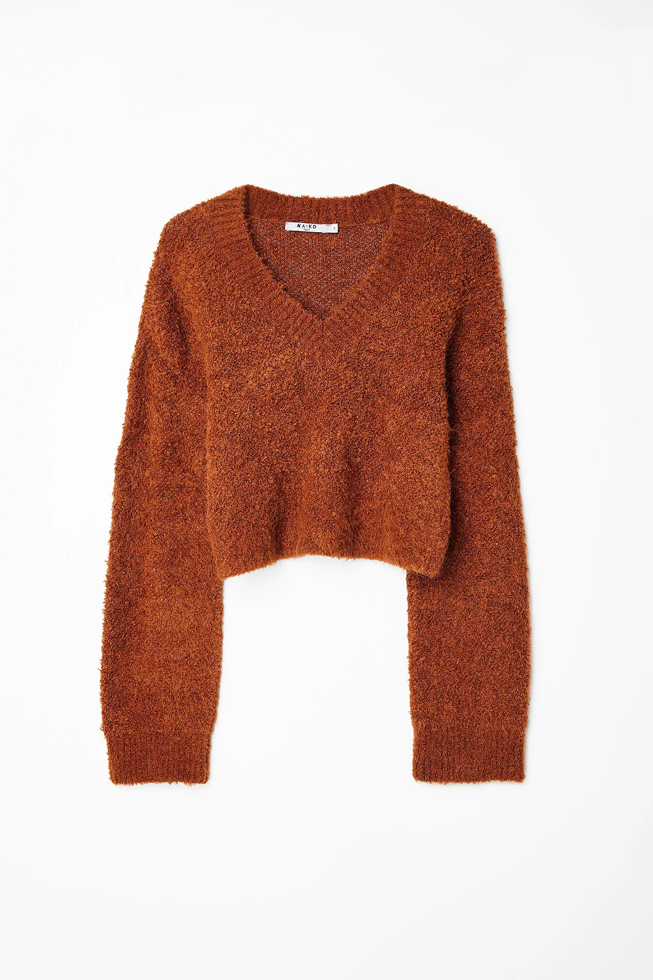 Crop-Strickpullover mit V-Ausschnitt