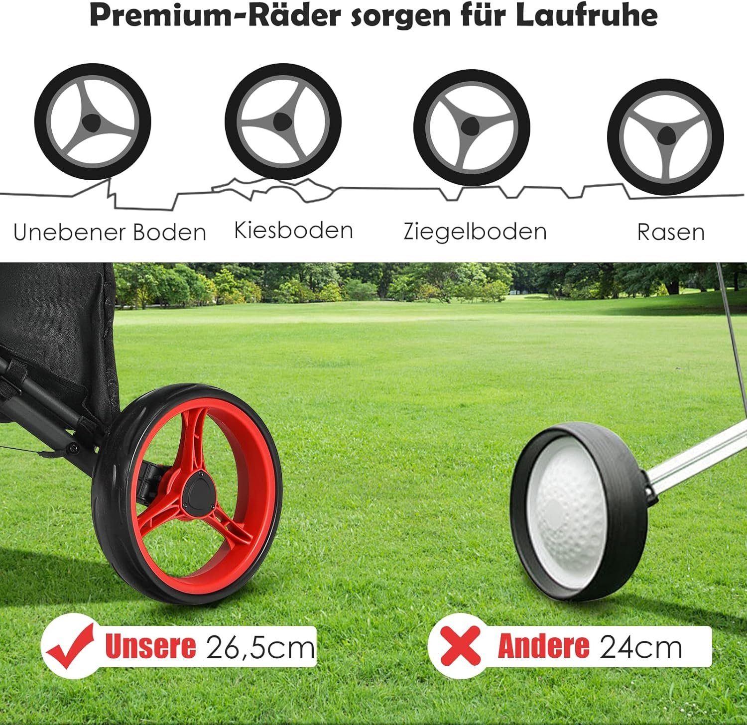 KOMFOTTEU Golftrolley Golfwagen, faltbar&höhenverstellbar, mit 3 Rädern